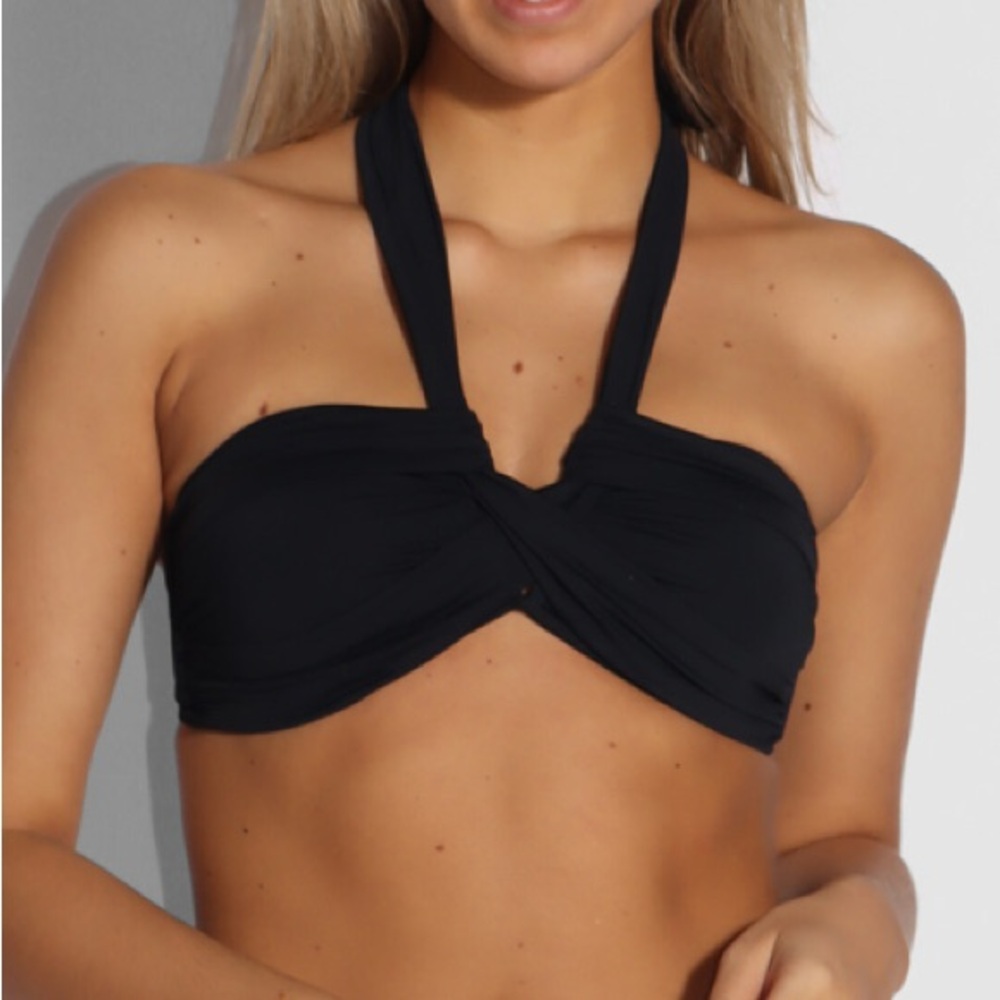 Seafolly Black Halter Bandeau Bikini Top size 8